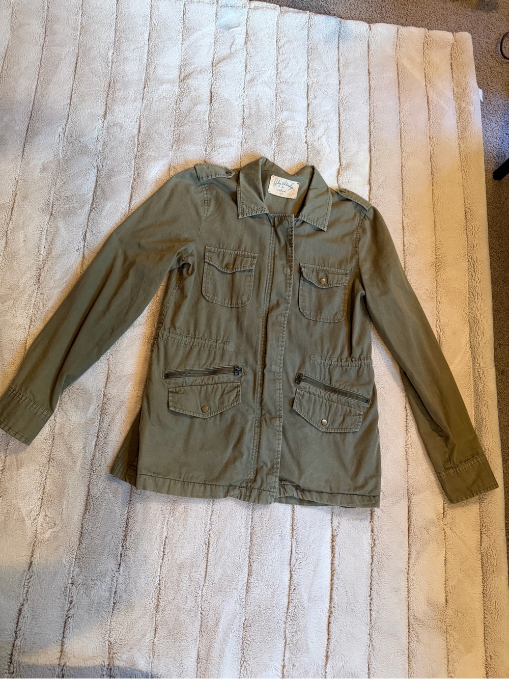 Lily Aldridge/Velvet Olive Green Utility Jacket, Size Medium